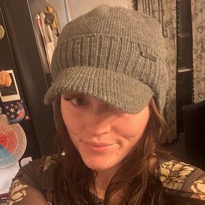 Gray Knit Cap with Ear Flaps